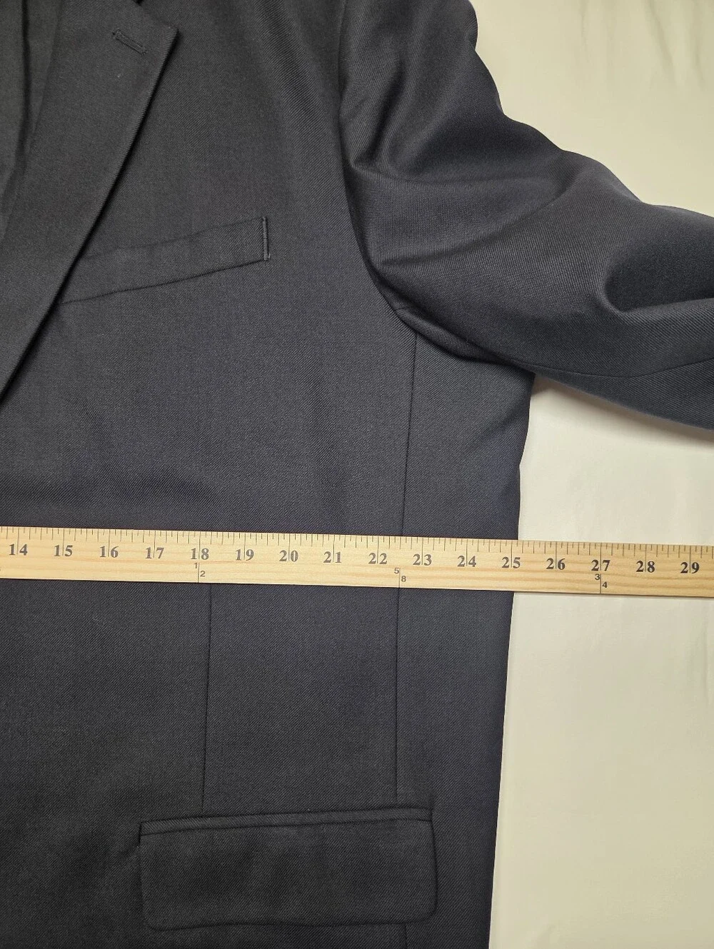 LL Bean Mens 48R Navy Wool Blazer Sport Coat Zip Pocket